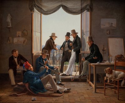 Un grupo de artistas daneses en Roma, 1837 de Constantin Hansen