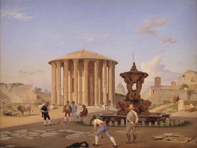 Piazza della Bocca della Verità con el llamado Templo de Vesta en Roma de Constantin Hansen