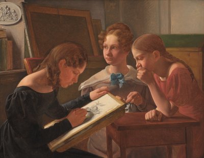 Tres chicas jóvenes. Las hermanas del artista: Alvilde, Ida y Henriette de Constantin Hansen