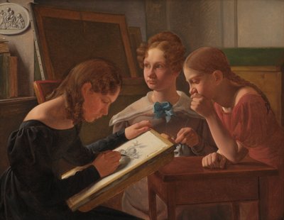 Tres niñas jóvenes. Las hermanas del artista: Alvilde, Ida y Henriette de Constantin Hansen