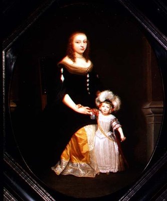 Una madre y su hija en un interior de Constantin Netscher