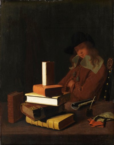 El estudiante dormido, 1663 de Constantin Verhout or Voorhout