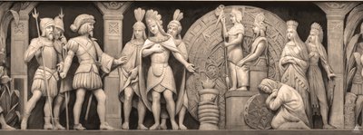 Cortez y Montezuma en el Templo Mexicano, el friso en la Rotonda del Capitolio de los Estados Unidos, 186 de Constantino Brumidi