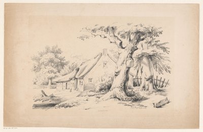 Granja y dos árboles El paisaje (título de la serie) de Constantinus Cornelis Huysmans