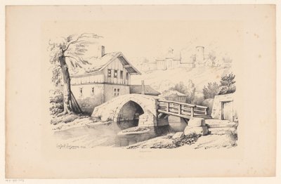 Puente y casa en un paisaje montañoso El paisaje (título de la serie) de Constantinus Cornelis Huysmans