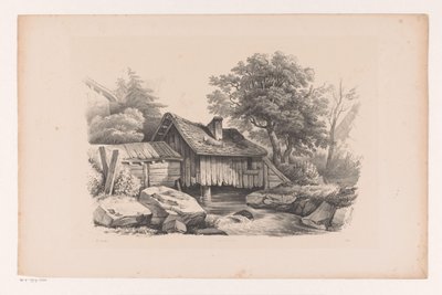 Casa de madera sobre el río El paisaje (título de la serie) de Constantinus Cornelis Huysmans