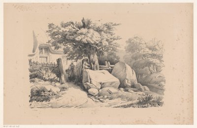 Paisaje con puerta de entrada a casa. El paisaje (título de la serie) de Constantinus Cornelis Huysmans