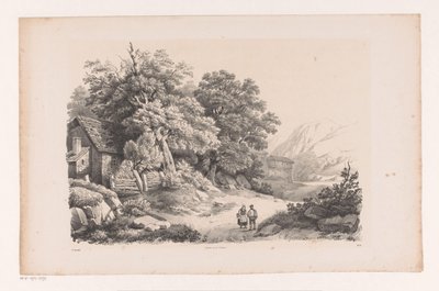 Paisaje con dos figuras en un camino rural El paisaje (título de la serie) de Constantinus Cornelis Huysmans