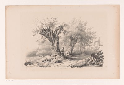 Carretera rural con hombre y mujer descansando El paisaje (título de la serie) de Constantinus Cornelis Huysmans