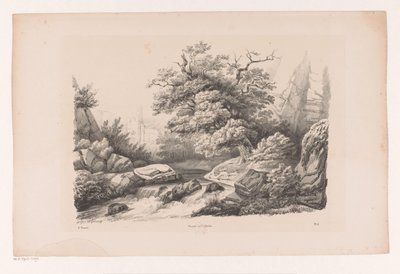 Paisaje de roca con corriente El paisaje (título de la serie) de Constantinus Cornelis Huysmans
