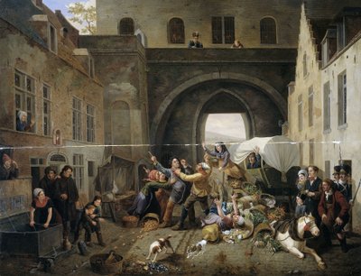 Una colisión en la Porte de Hal, Bruselas de Constantinus Fidelio Coene
