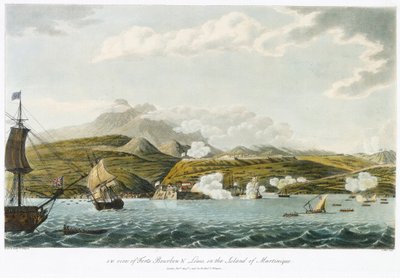 Vista suroeste de Fort Bourbon y Fort Louis (Fort Saint Louis), en Martinica, del 5 de febrero al 22 de marzo. de Cooper (after) Willyams