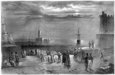 El Dey Hussein Ibn El Hussein (1765-1838) dejando Argel después de que la ciudad fuera capturada el 4 de julio de 1830 de Coppin