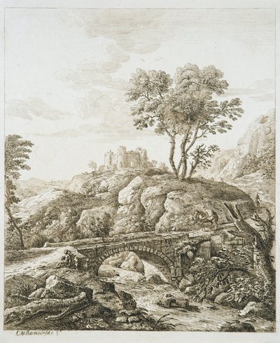 Paisaje con castillo (aguafuerte sobre papel) de Copplestone Warre Bamfylde