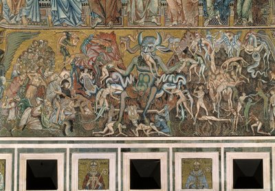 El juicio final (El diablo devora las almas de los condenados) - Detalle de los mosaicos, c.1270 de Coppo di Marcovaldo