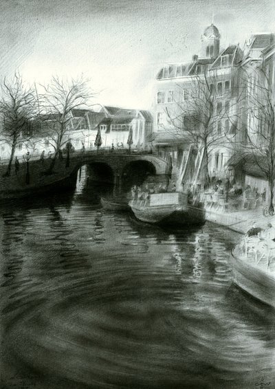 Dibujo del canal de la ciudad de Corné Akkers