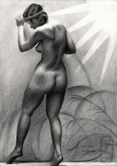 Figura desnuda en actitud contemplativa de Corné Akkers