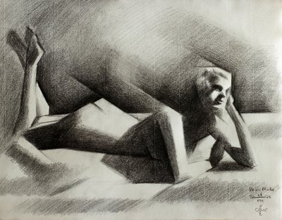 Desnudo recostado cubista de Corné Akkers