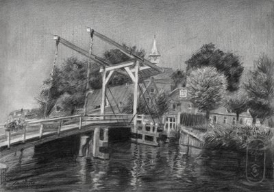 Boceto de un puente sobre un canal holandés de Corné Akkers