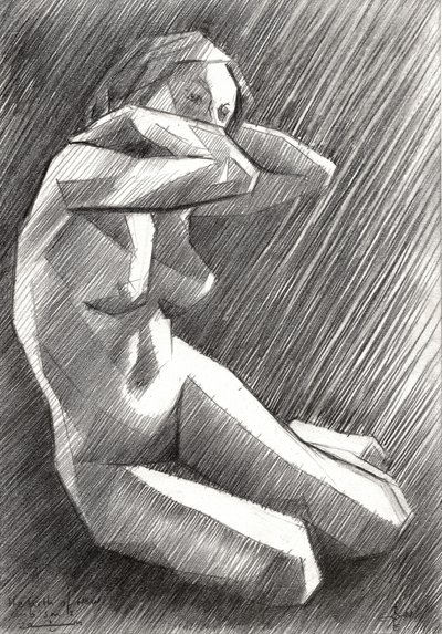 Desnudo femenino geométrico de Corné Akkers
