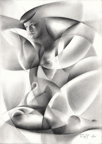 Mujer desnuda geométrica de Corné Akkers