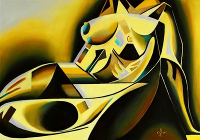 Desnudo recostado dorado de Corné Akkers