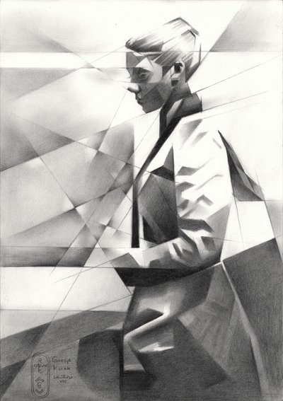 Retrato geométrico moderno de Corné Akkers