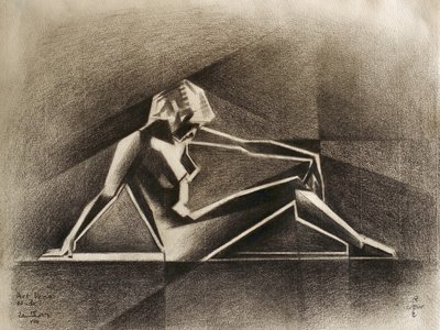 Desnudo cubista pensativo de Corné Akkers