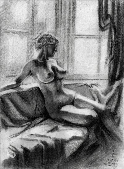 Desnudo pensativo junto a la ventana de Corné Akkers