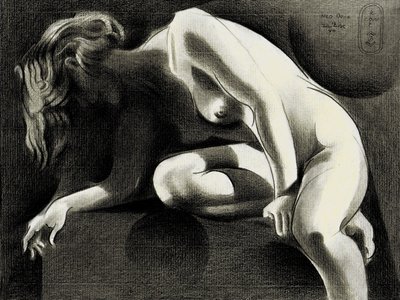Desnudo pensativo en la sombra de Corné Akkers