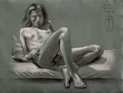 Estudio de una figura masculina recostada de Corné Akkers