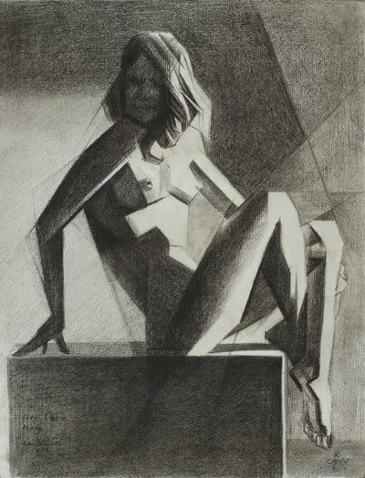 Desnudo geométrico sentado de Corné Akkers