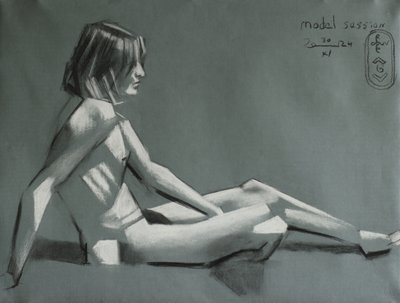 Estudio de desnudo sentado de Corné Akkers
