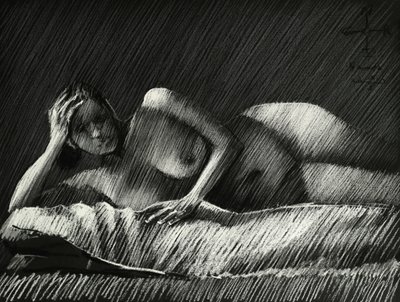 Desnudo femenino en penumbra de Corné Akkers