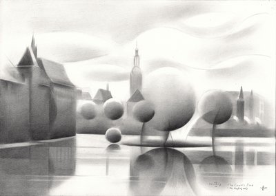 Reflejos de un paisaje urbano surrealista de Corné Akkers