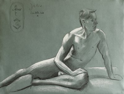 Estudio de una figura masculina pensativa de Corné Akkers