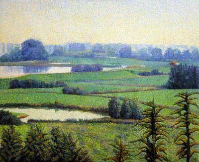 Paisaje puntillista tranquilo de Corné Akkers