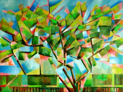 Árbol abstracto lleno de colorido de Corné Akkers