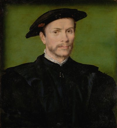Retrato de un hombre con barba en negro de Corneille de Lyon (attr. to)