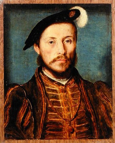 Retrato de un hombre con un gorro con plumas de Corneille de Lyon