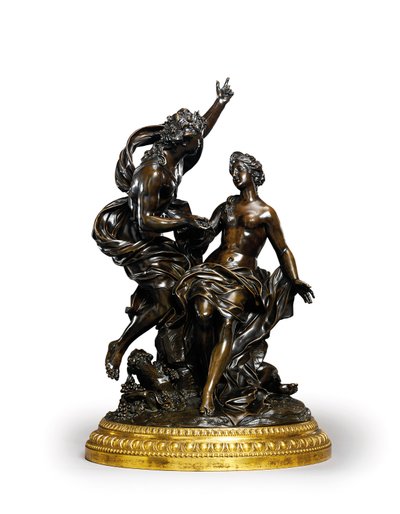 Un grupo de bronce Luis XIV que representa a Baco y Ariadna, c. 1704 de Corneille van Cleve