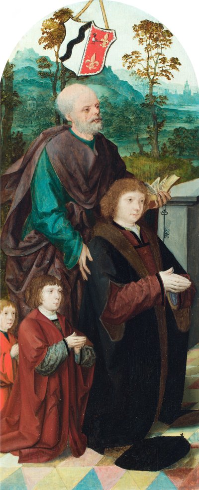 Un donante y sus dos hijos presentados a San Pedro de Cornelis (attr. to) Engelbrechtsz