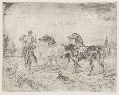 Jinetes con caballos de Cornelis Albertus Johannes Schermer