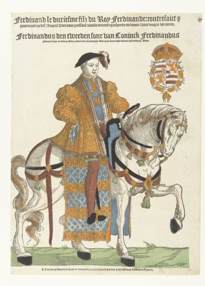 Retrato de Fernando del Tirol a caballo de Cornelis Anthonisz. (manner of)