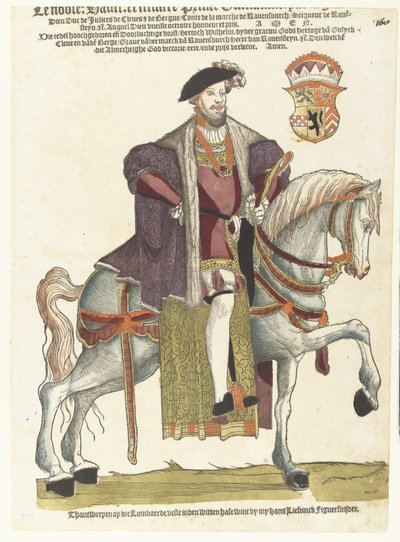 Retrato del duque Willem van Cleves, Jülich y Berg, conde de Mark, señor de Ravenstein a caballo de Cornelis Anthonisz. (manner of)