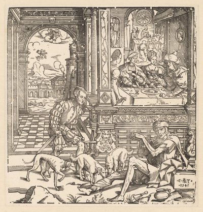 El hombre rico y el pobre Lázaro de Cornelis Anthonisz.