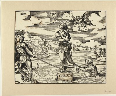 Paciencia (Patientia) sobre una piedra en el agua de Cornelis Anthonisz.