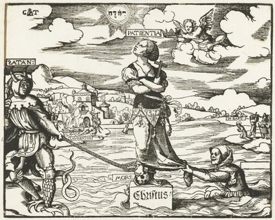 Paciencia (Patientia) sobre una piedra en el agua de Cornelis Anthonisz.