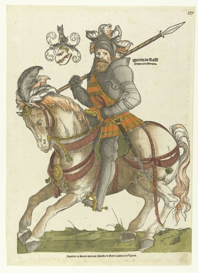 Retrato de Maarten van Rossum a caballo Martin de Rosse Siegneur de Peroyen (título sobre objeto) de Cornelis Anthonisz.