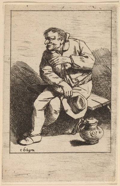 Hombre Sentado con su Sombrero en la Mano Derecha de Cornelis Pietersz Bega
